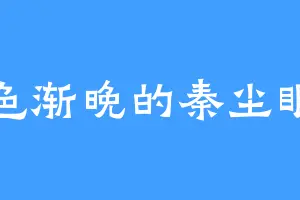 天色渐晚的秦尘眼瞳