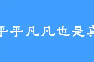 平平凡凡也是真