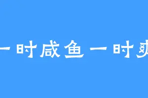 一时咸鱼一时爽