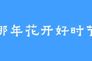 那年花开好时节