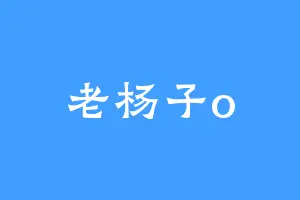 老杨子o